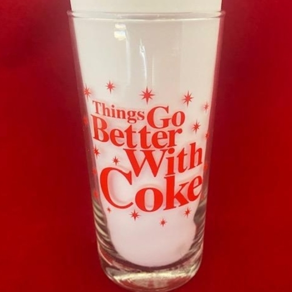 Coca-Cola "Things Go Better With Coke" Drinking Glass, 6" Tall, Vtg. 60's Style